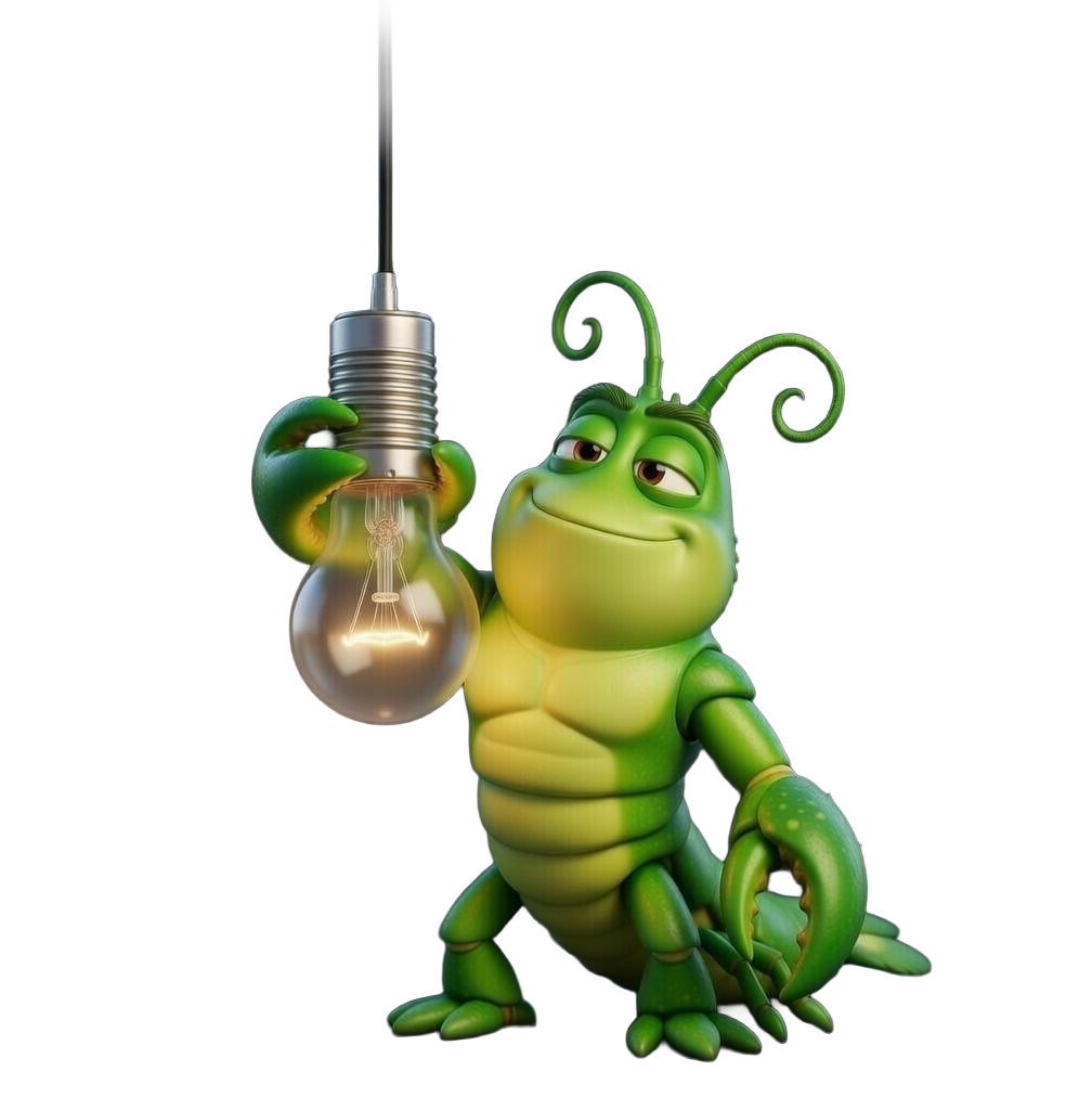 ClawMechanic mascot screwing in a lightbulb